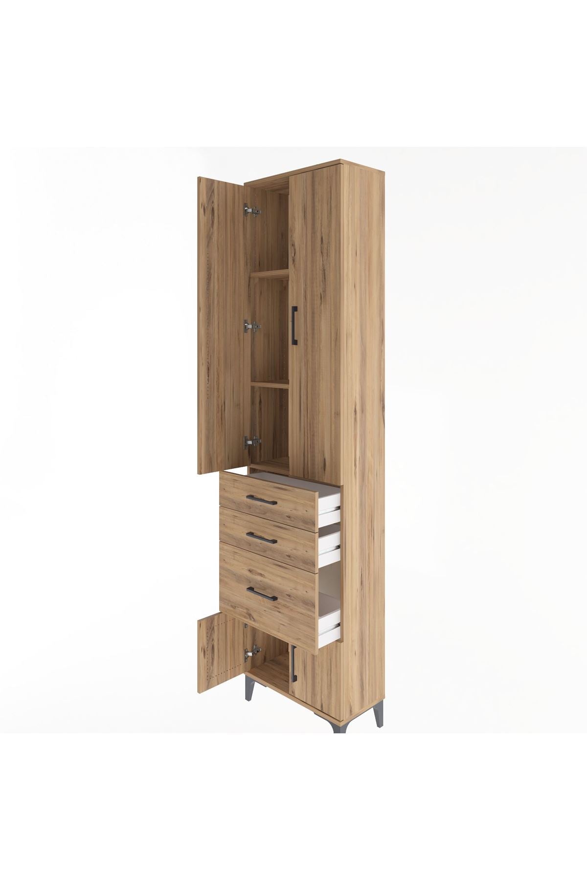 Arges Dolap 3 Raflı 3 Çekmeceli 4 Kapaklı 60x30x243 - S32M019V9A