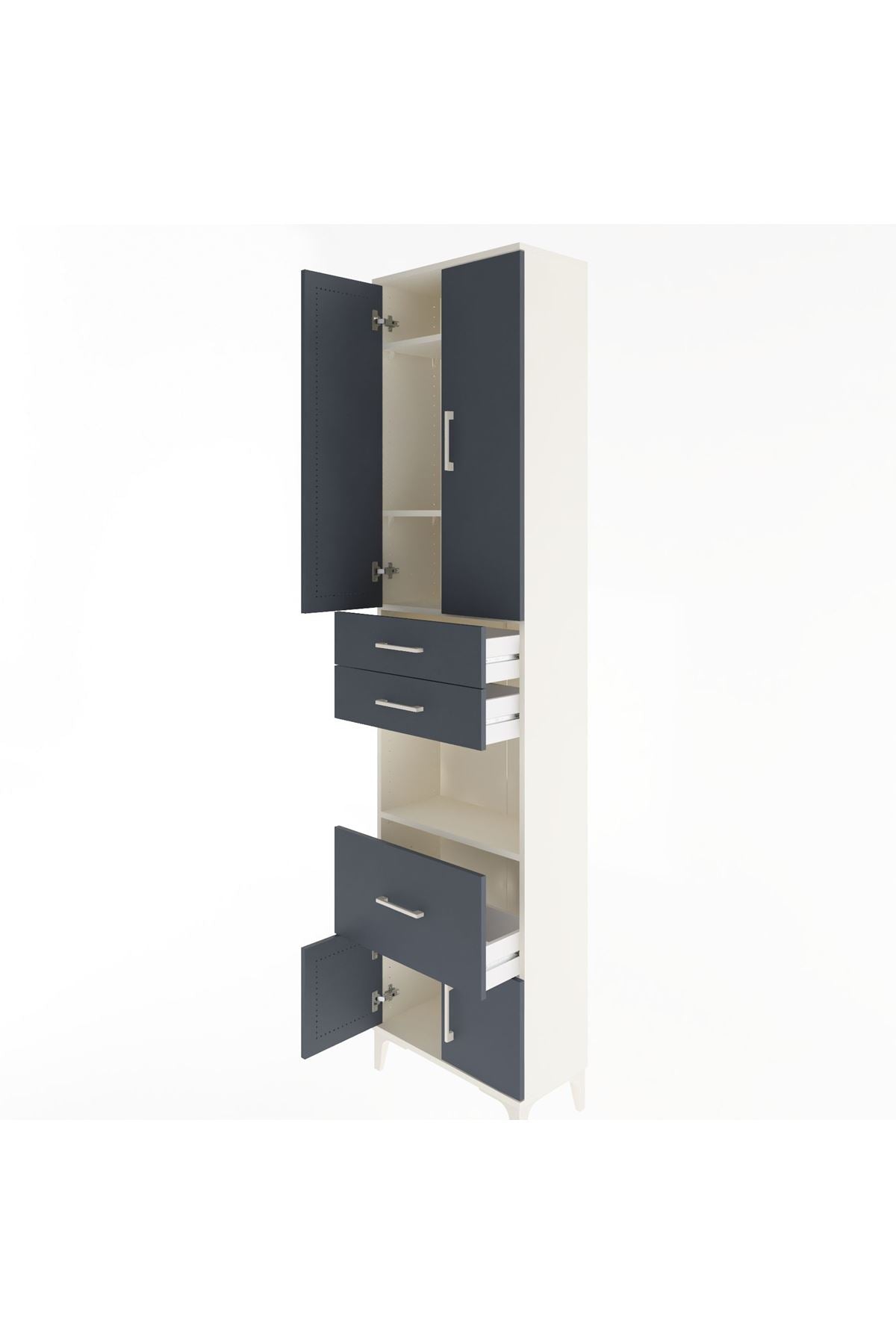 Arges Dolap 4 Raflı 3 Çekmeceli 2 Kapaklı 60x30x243 - S32M020V2A