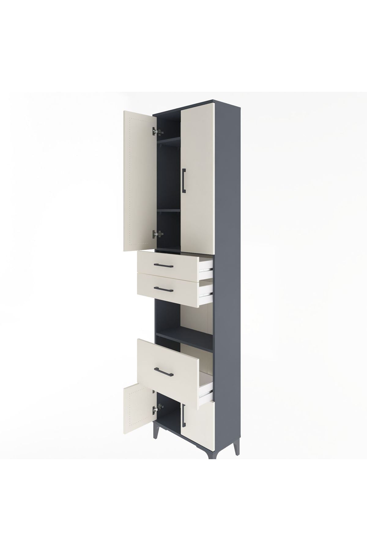 Arges Dolap 4 Raflı 3 Çekmeceli 2 Kapaklı 60x30x243 - S32M020V4A