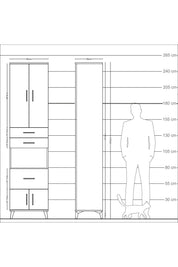 Arges Dolap 4 Raflı 3 Çekmeceli 2 Kapaklı 60x30x243 - S32M020V4A
