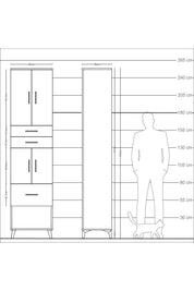 Arges Dolap 4 Raflı 3 Çekmeceli 4 Kapaklı 60x30x243 - S32M021V1A