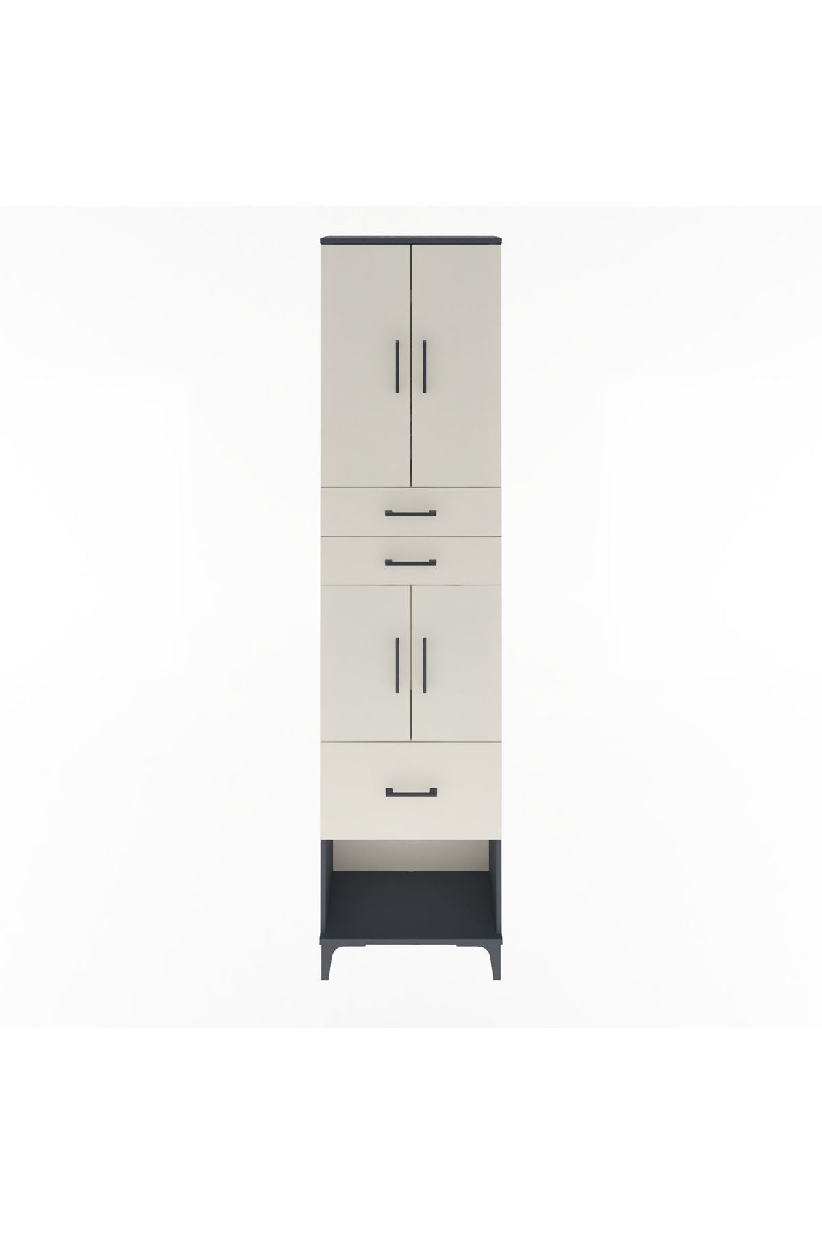 Arges Dolap 4 Raflı 3 Çekmeceli 4 Kapaklı 60x30x243 - S32M021V4A