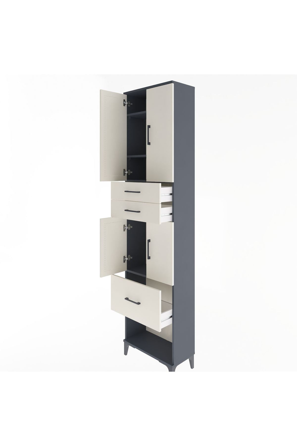 Arges Dolap 4 Raflı 3 Çekmeceli 4 Kapaklı 60x30x243 - S32M021V4A