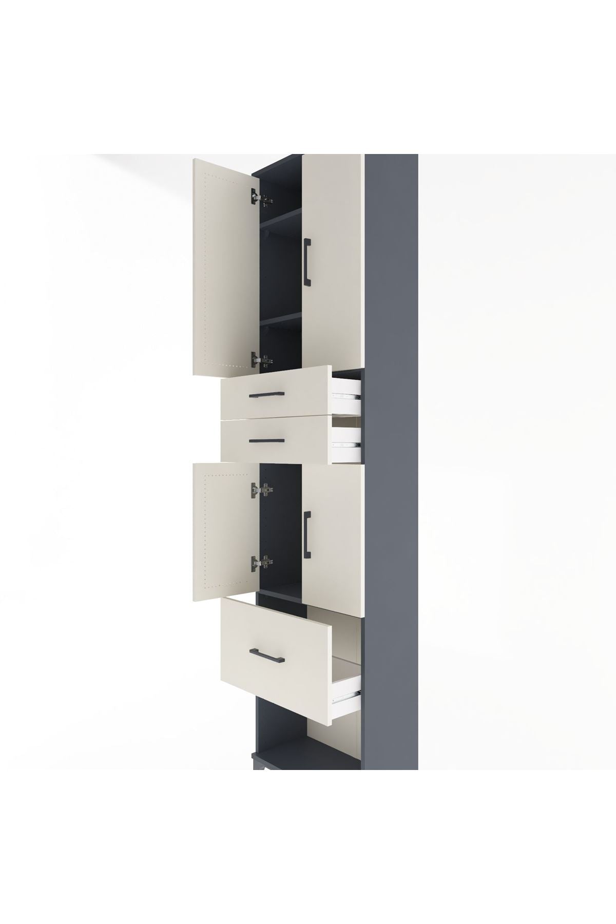 Arges Dolap 4 Raflı 3 Çekmeceli 4 Kapaklı 60x30x243 - S32M021V4A