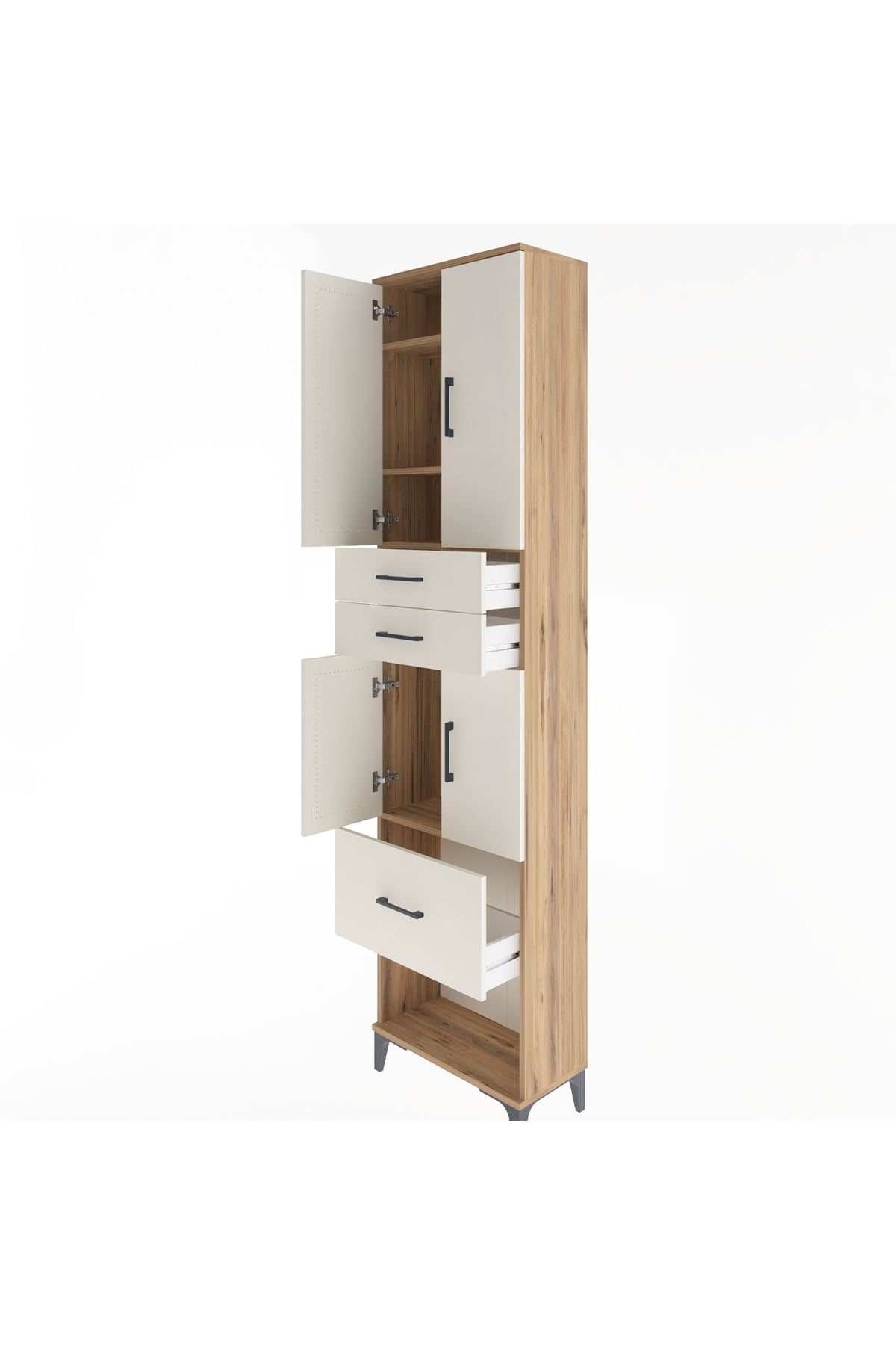 Arges Dolap 4 Raflı 3 Çekmeceli 4 Kapaklı 60x30x243 - S32M021V7A