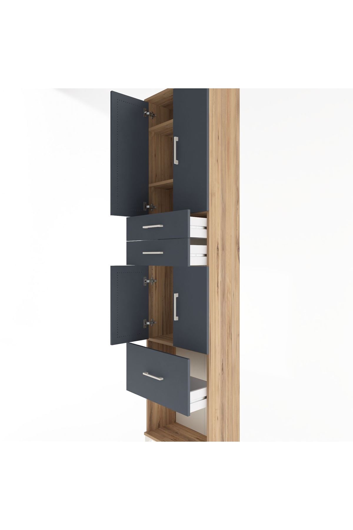 Arges Dolap 4 Raflı 3 Çekmeceli 4 Kapaklı 60x30x243 - S32M021V8A
