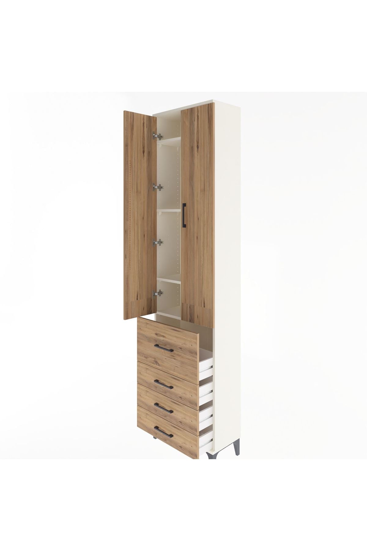 Arges Dolap 4 Raflı 4 Çekmeceli 2 Kapaklı 60x30x243 - S32M022V3A