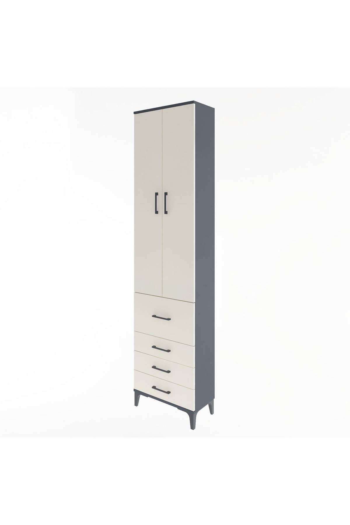Arges Dolap 4 Raflı 4 Çekmeceli 2 Kapaklı 60x30x243 - S32M022V4A