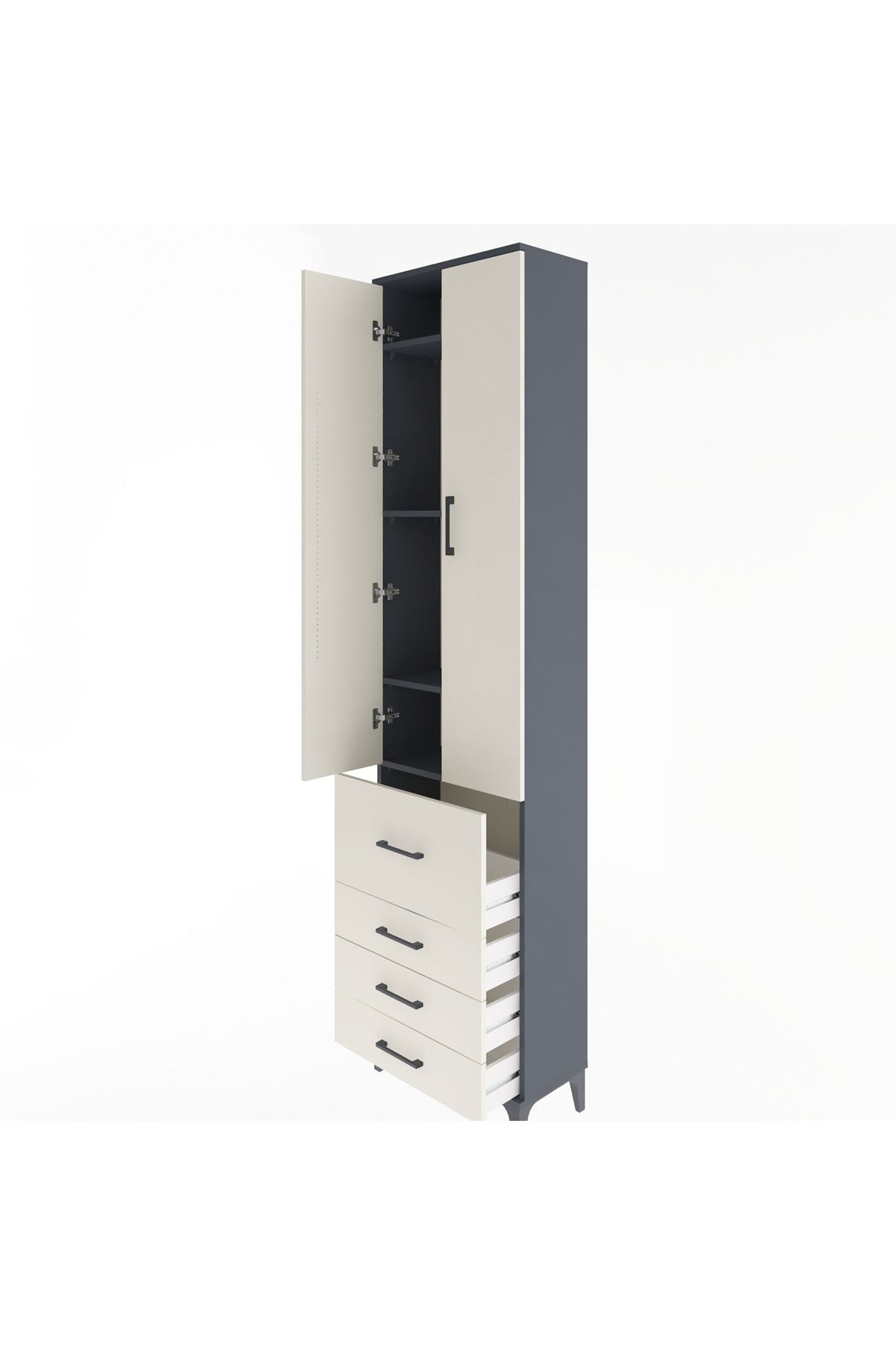 Arges Dolap 4 Raflı 4 Çekmeceli 2 Kapaklı 60x30x243 - S32M022V4A