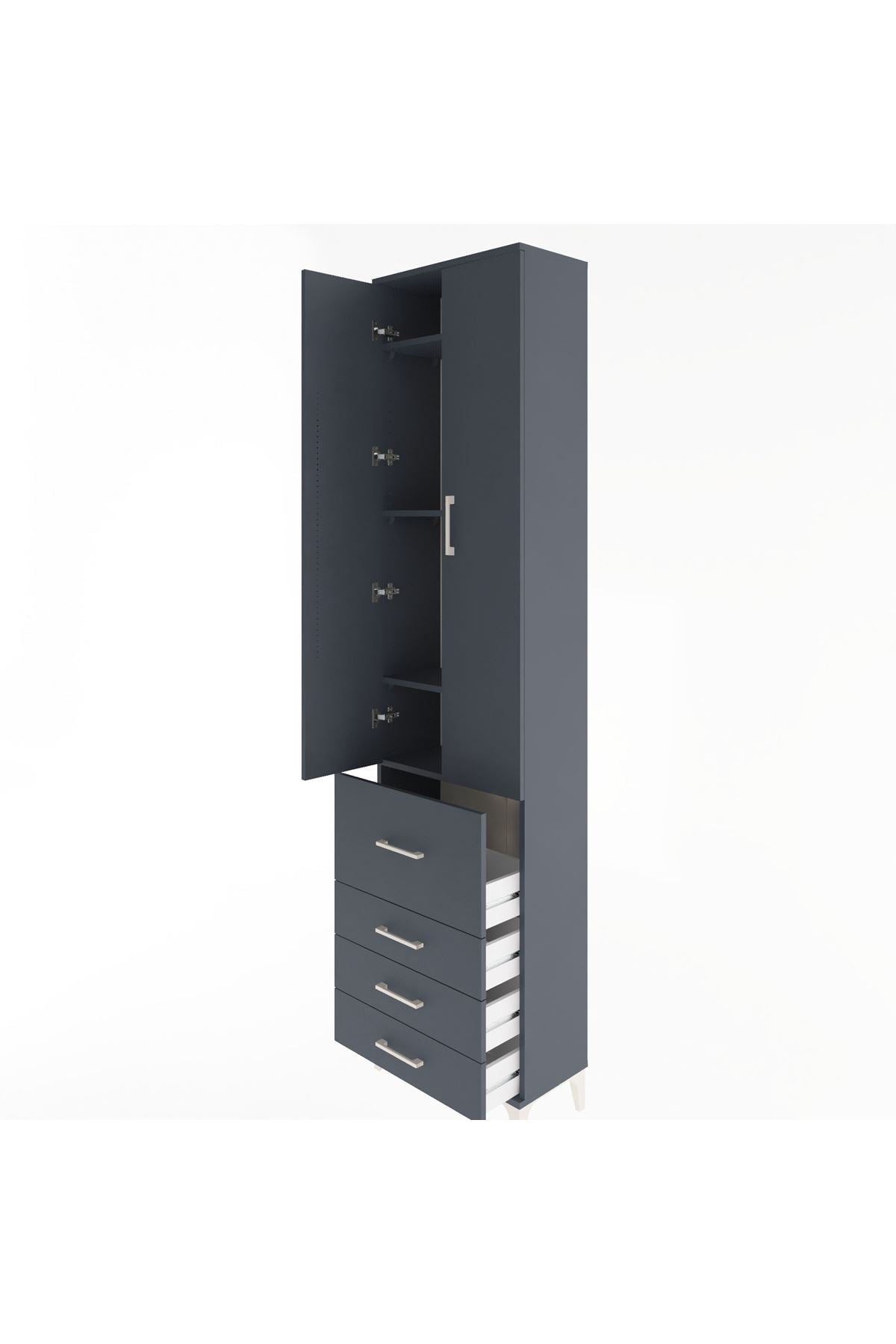 Arges Dolap 4 Raflı 4 Çekmeceli 2 Kapaklı 60x30x243 - S32M022V5A