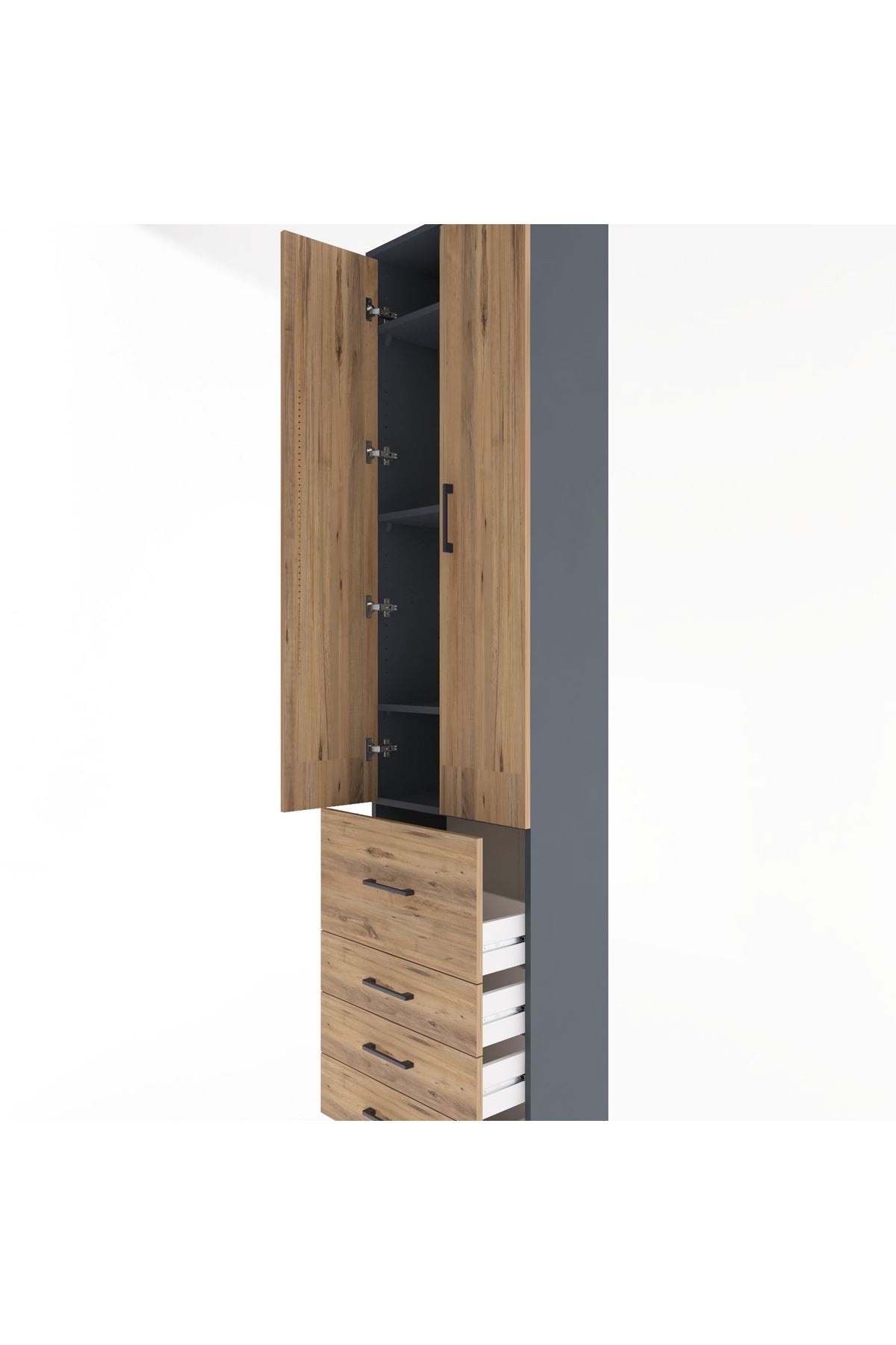 Arges Dolap 4 Raflı 4 Çekmeceli 2 Kapaklı 60x30x243 - S32M022V6A