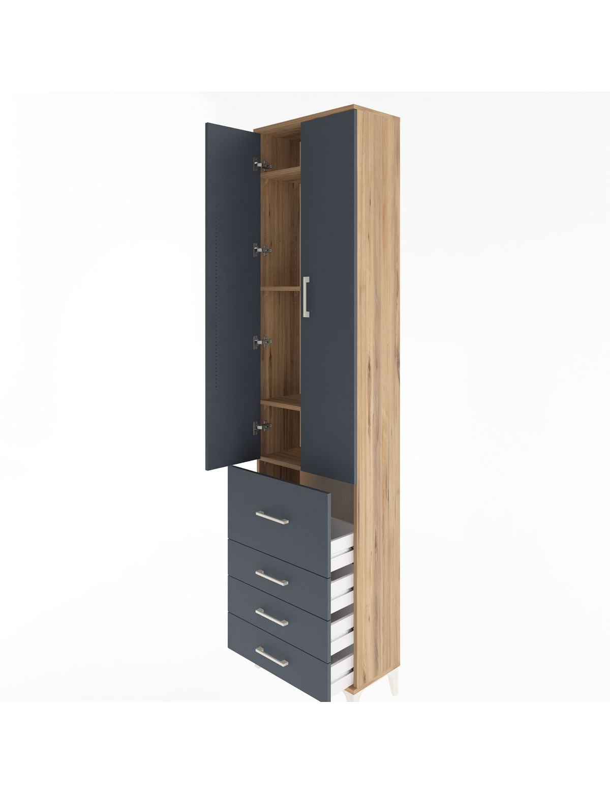 Arges Dolap 4 Raflı 4 Çekmeceli 2 Kapaklı 60x30x243 - S32M022V8A