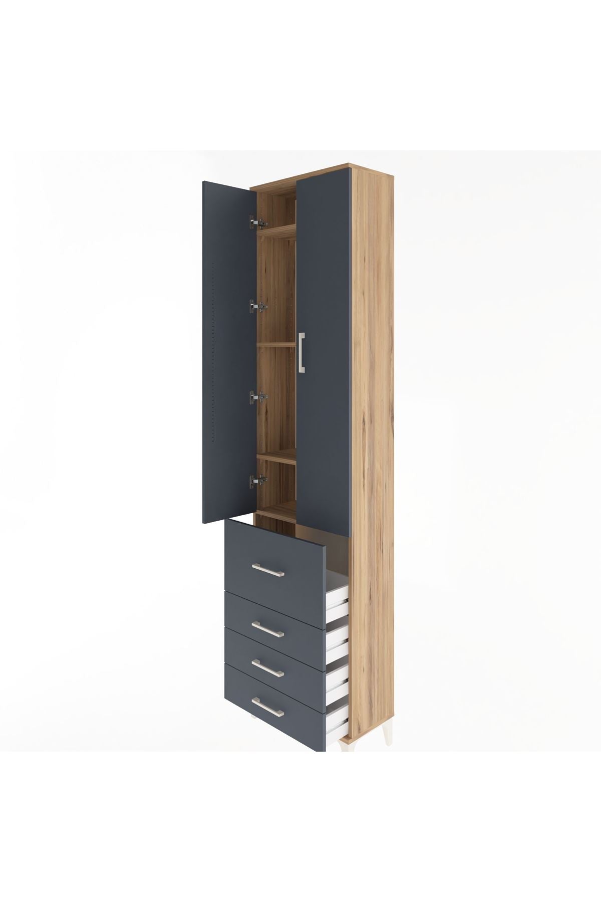 Arges Dolap 4 Raflı 4 Çekmeceli 2 Kapaklı 60x30x243 - S32M022V8A