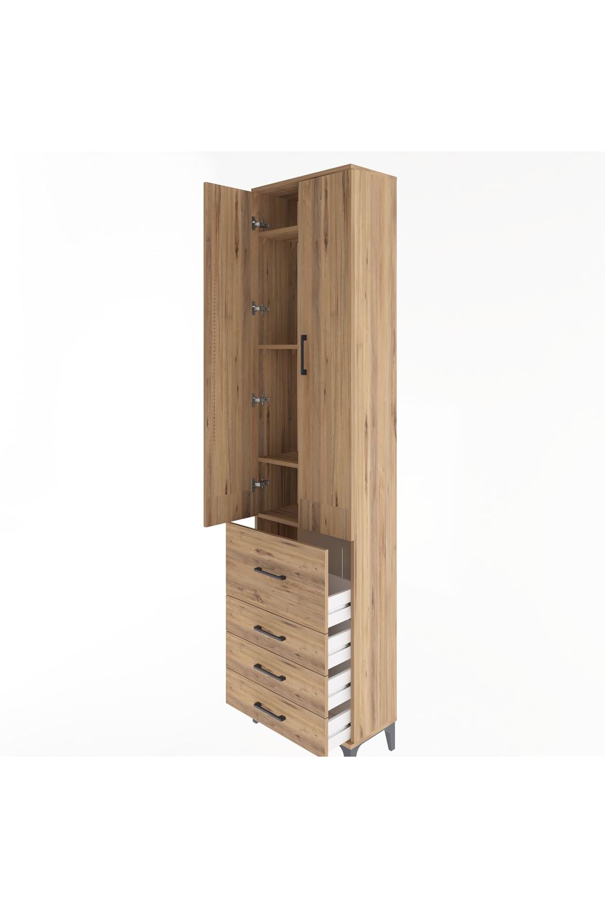 Arges Dolap 4 Raflı 4 Çekmeceli 2 Kapaklı 60x30x243 - S32M022V9A