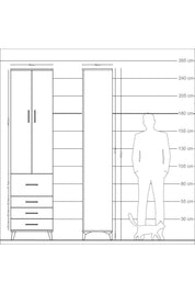 Arges Dolap 4 Raflı 4 Çekmeceli 2 Kapaklı 60x30x243 - S32M022V9A