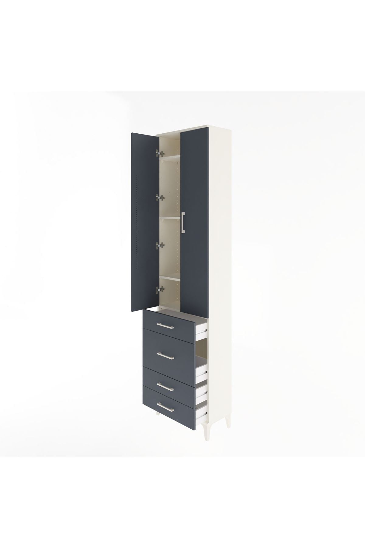 Arges Dolap 4 Raflı 4 Çekmeceli 2 Kapaklı 60x30x243 - S32M023V2A