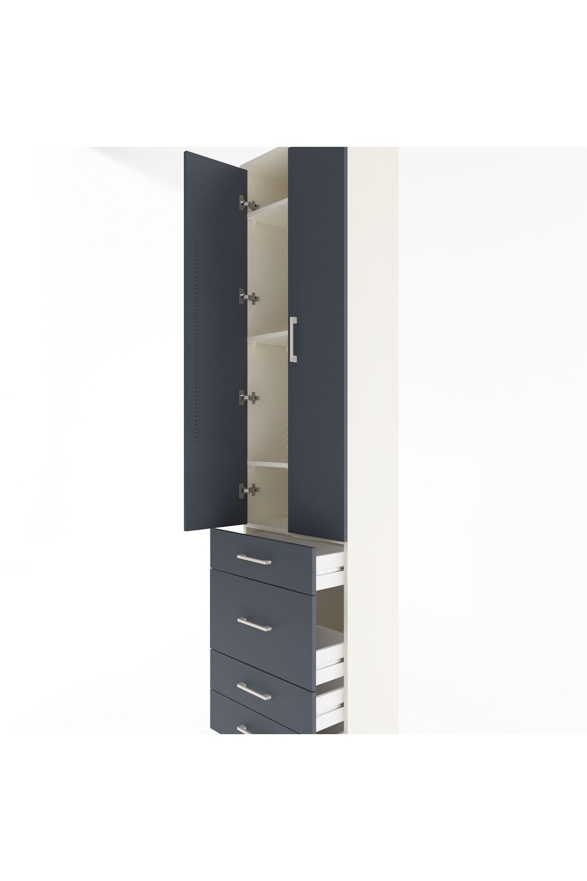 Arges Dolap 4 Raflı 4 Çekmeceli 2 Kapaklı 60x30x243 - S32M023V2A