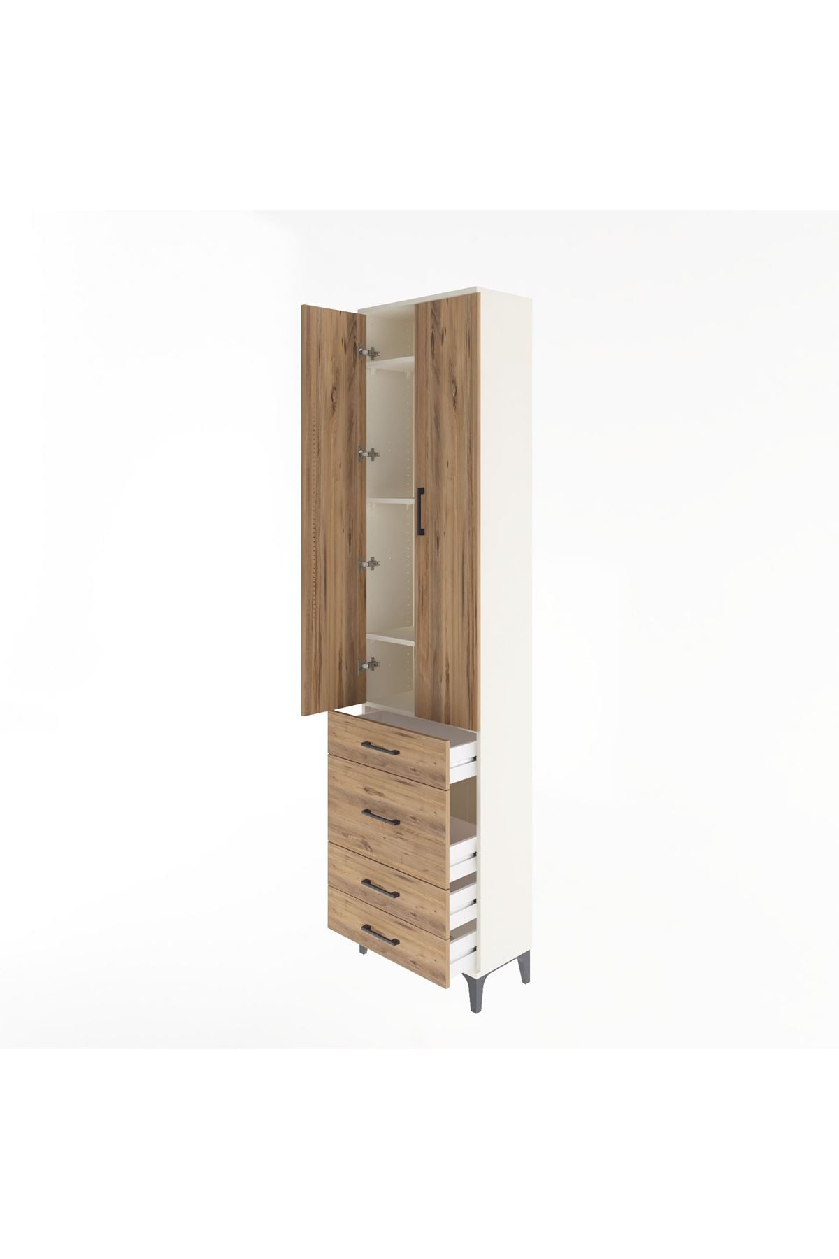 Arges Dolap 4 Raflı 4 Çekmeceli 2 Kapaklı 60x30x243 - S32M023V3A