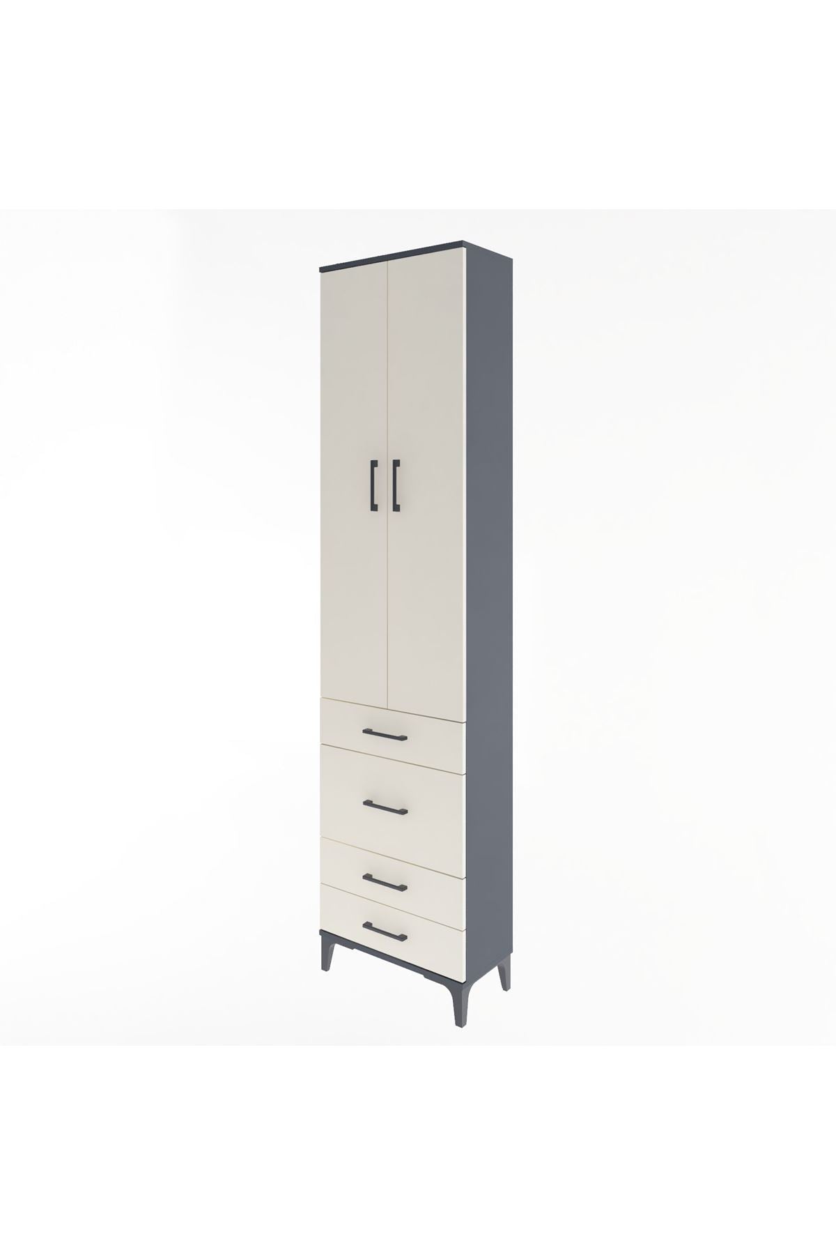 Arges Dolap 4 Raflı 4 Çekmeceli 2 Kapaklı 60x30x243 - S32M023V4A