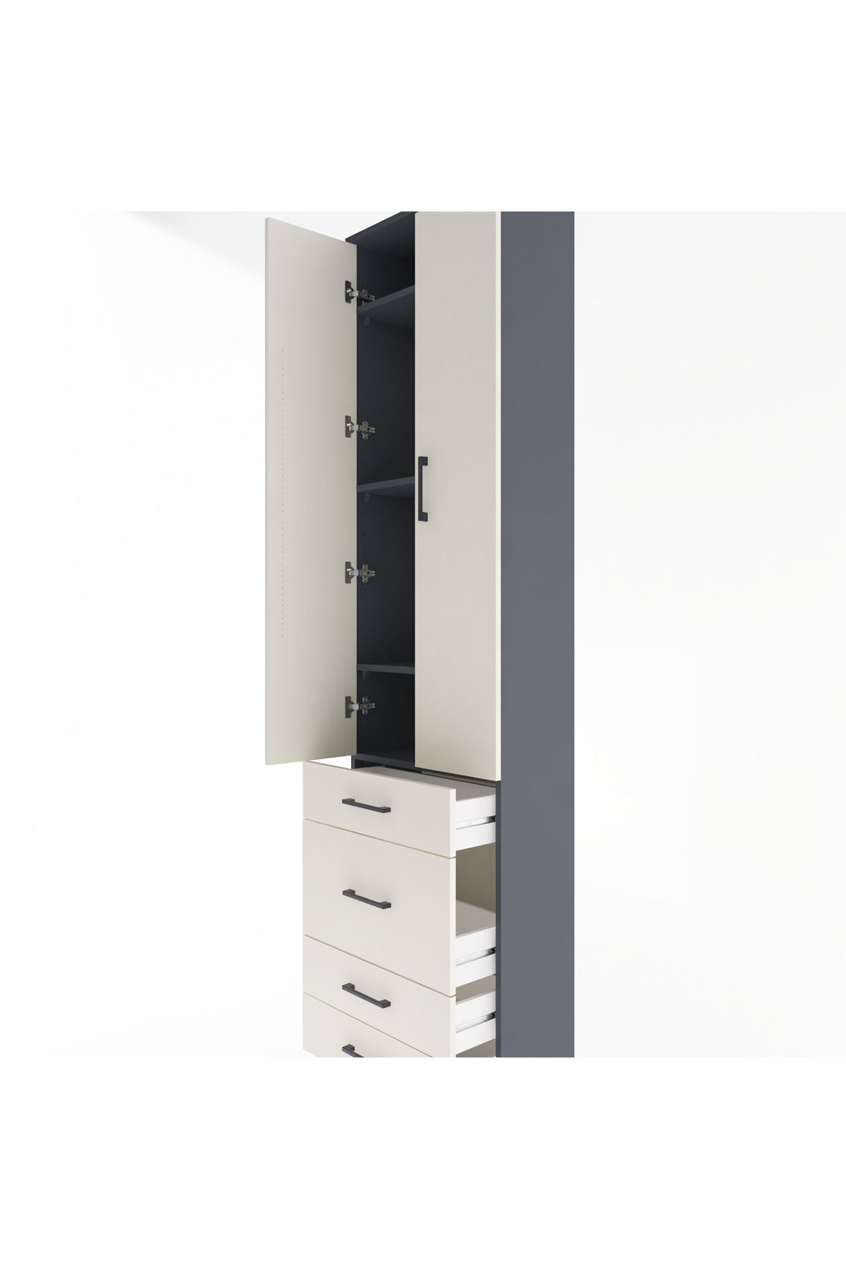 Arges Dolap 4 Raflı 4 Çekmeceli 2 Kapaklı 60x30x243 - S32M023V4A
