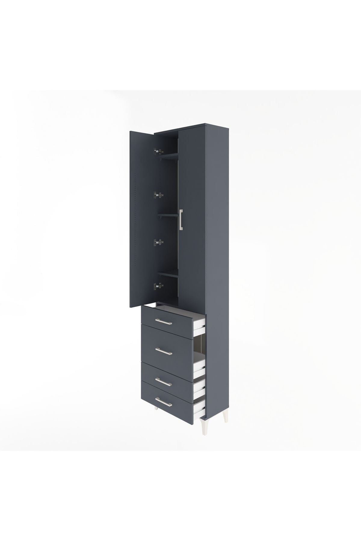 Arges Dolap 4 Raflı 4 Çekmeceli 2 Kapaklı 60x30x243 - S32M023V5A