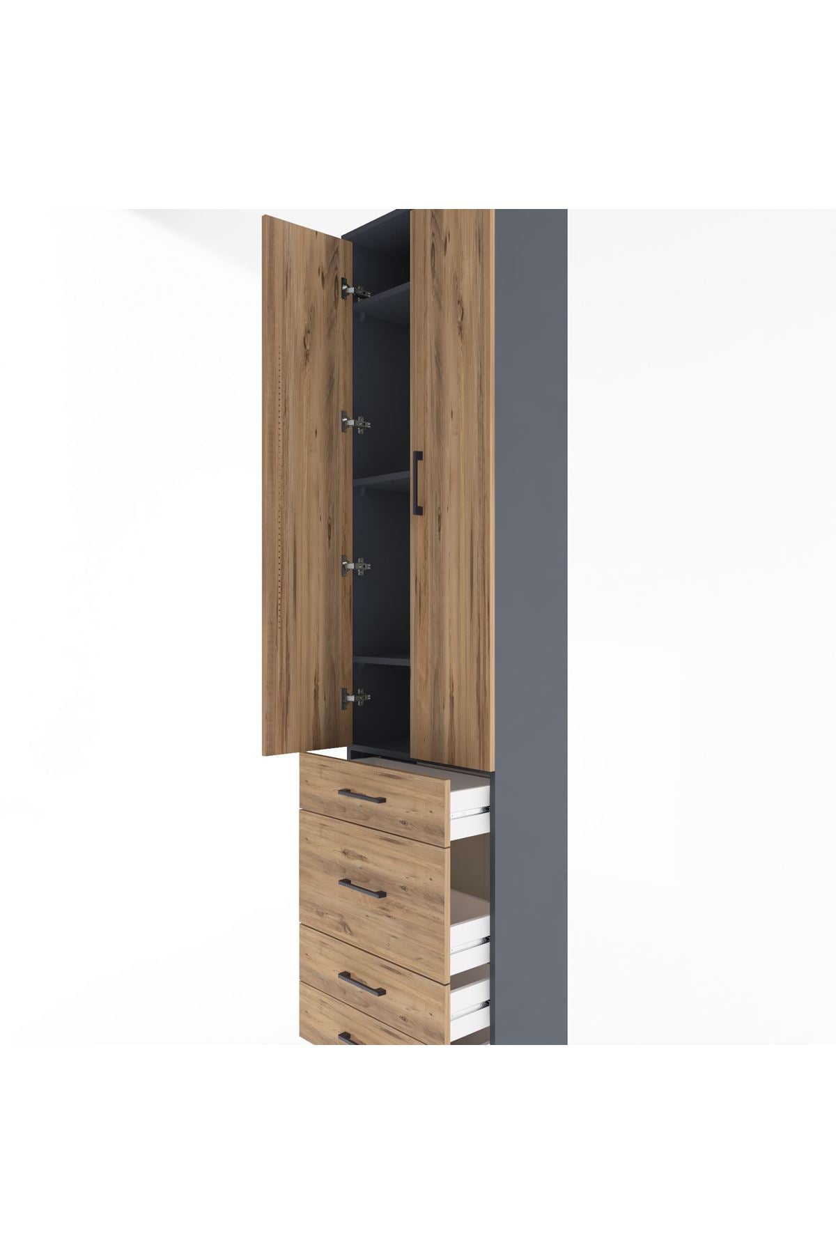 Arges Dolap 4 Raflı 4 Çekmeceli 2 Kapaklı 60x30x243 - S32M023V6A