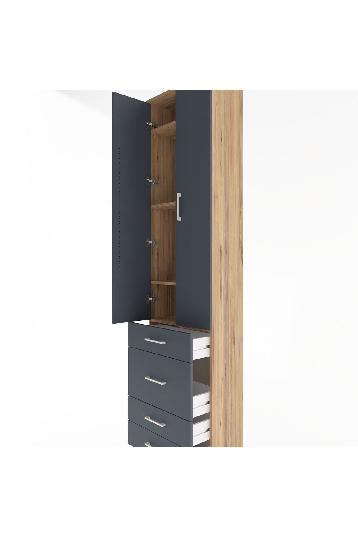 Arges Dolap 4 Raflı 4 Çekmeceli 2 Kapaklı 60x30x243 - S32M023V8A