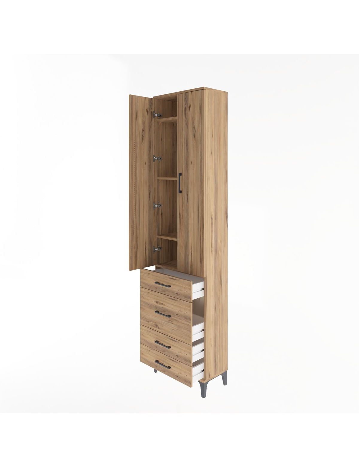 Arges Dolap 4 Raflı 4 Çekmeceli 2 Kapaklı 60x30x243 - S32M023V9A