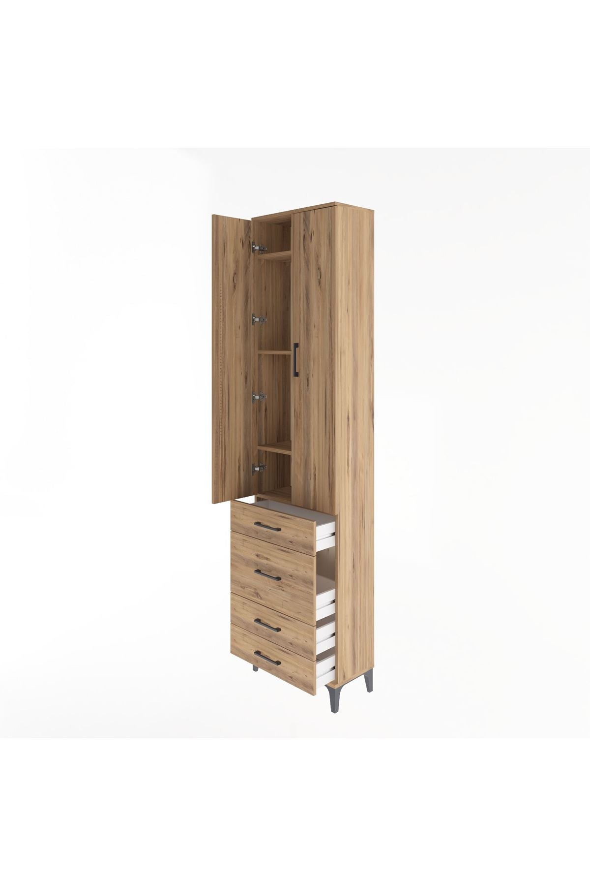 Arges Dolap 4 Raflı 4 Çekmeceli 2 Kapaklı 60x30x243 - S32M023V9A