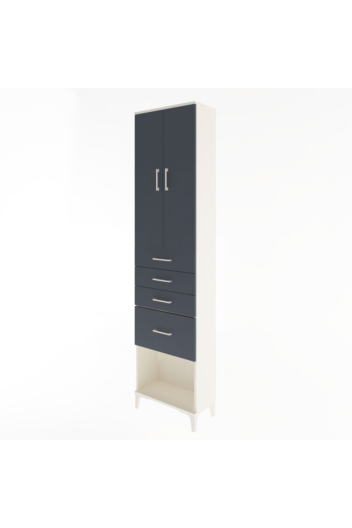 Arges Dolap 3 Raflı 4 Çekmeceli 2 Kapaklı 60x30x243 - S32M025V2A
