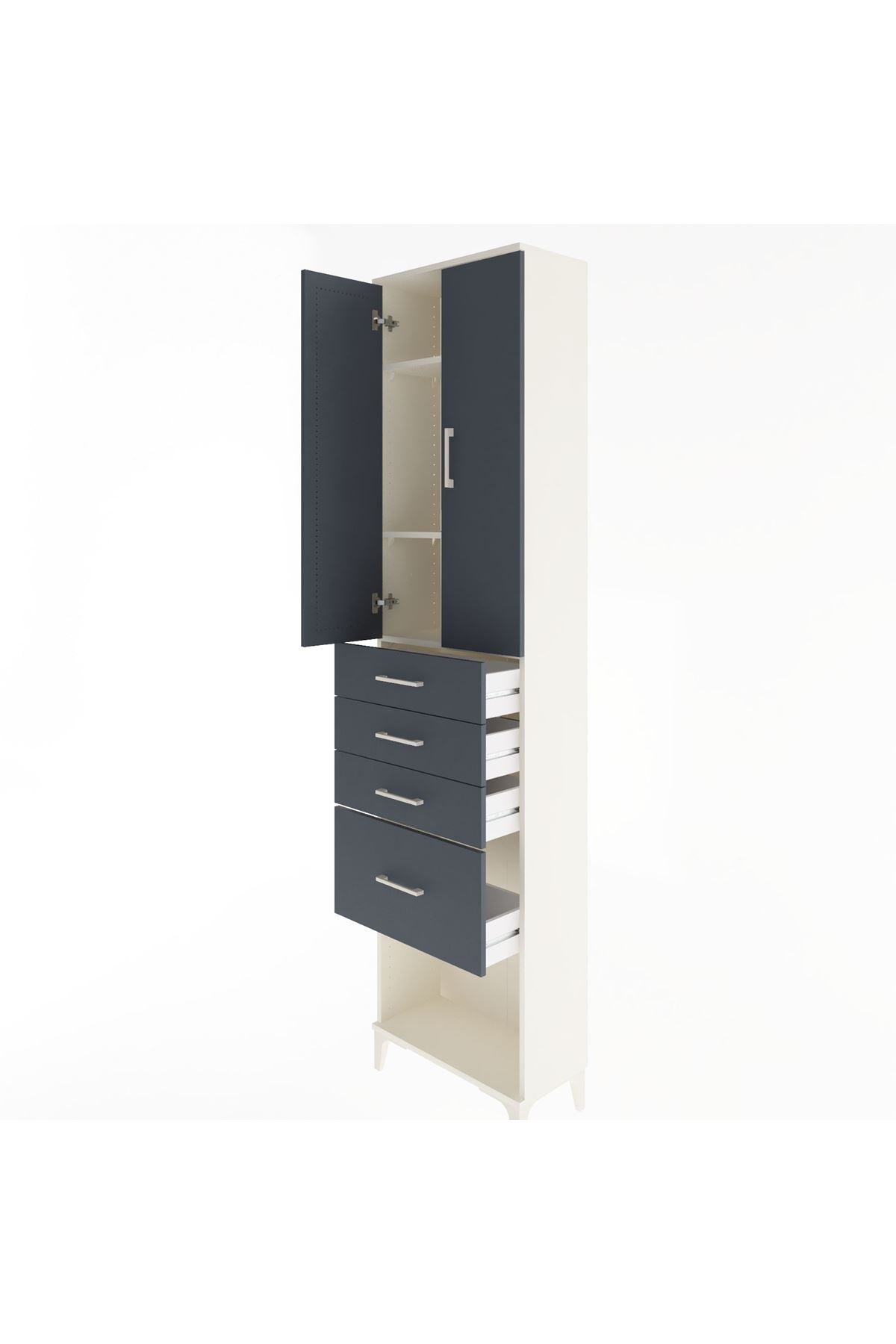 Arges Dolap 3 Raflı 4 Çekmeceli 2 Kapaklı 60x30x243 - S32M025V2A