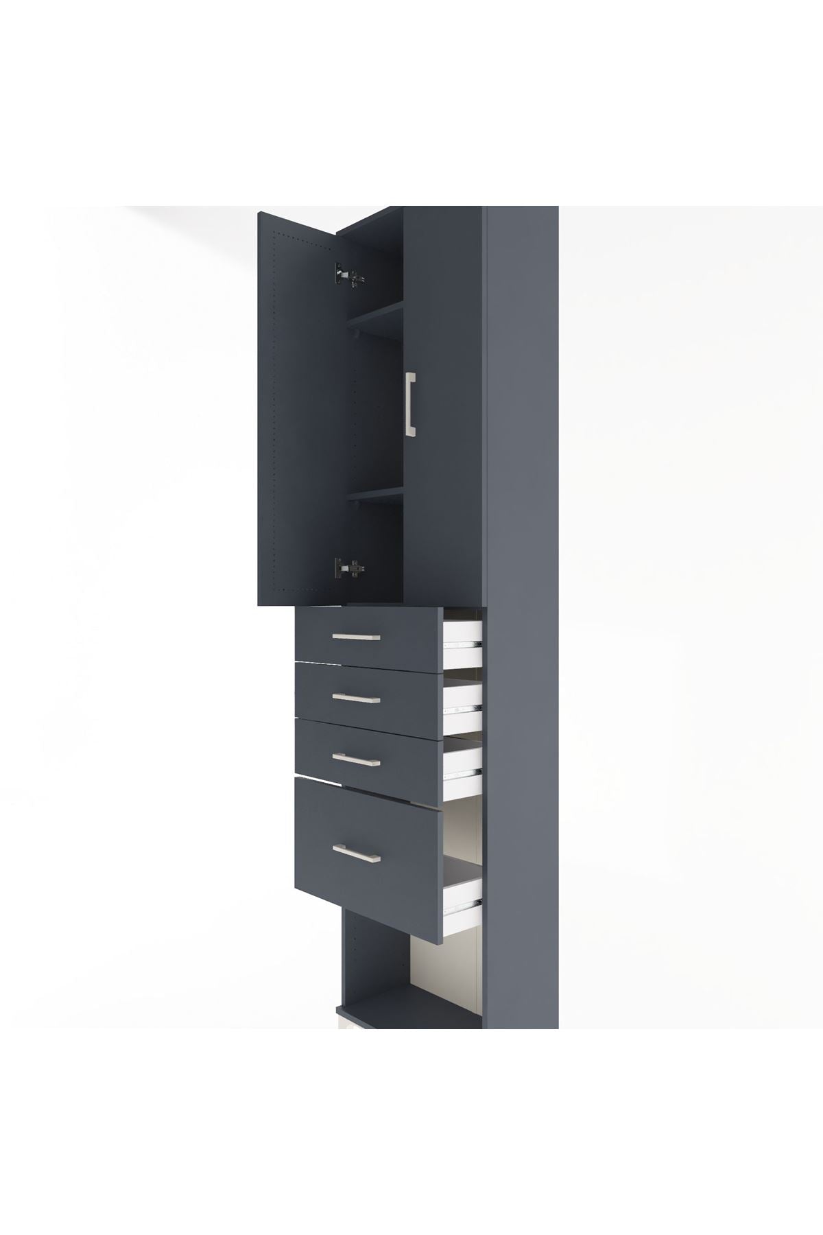 Arges Dolap 3 Raflı 4 Çekmeceli 2 Kapaklı 60x30x243 - S32M025V5A