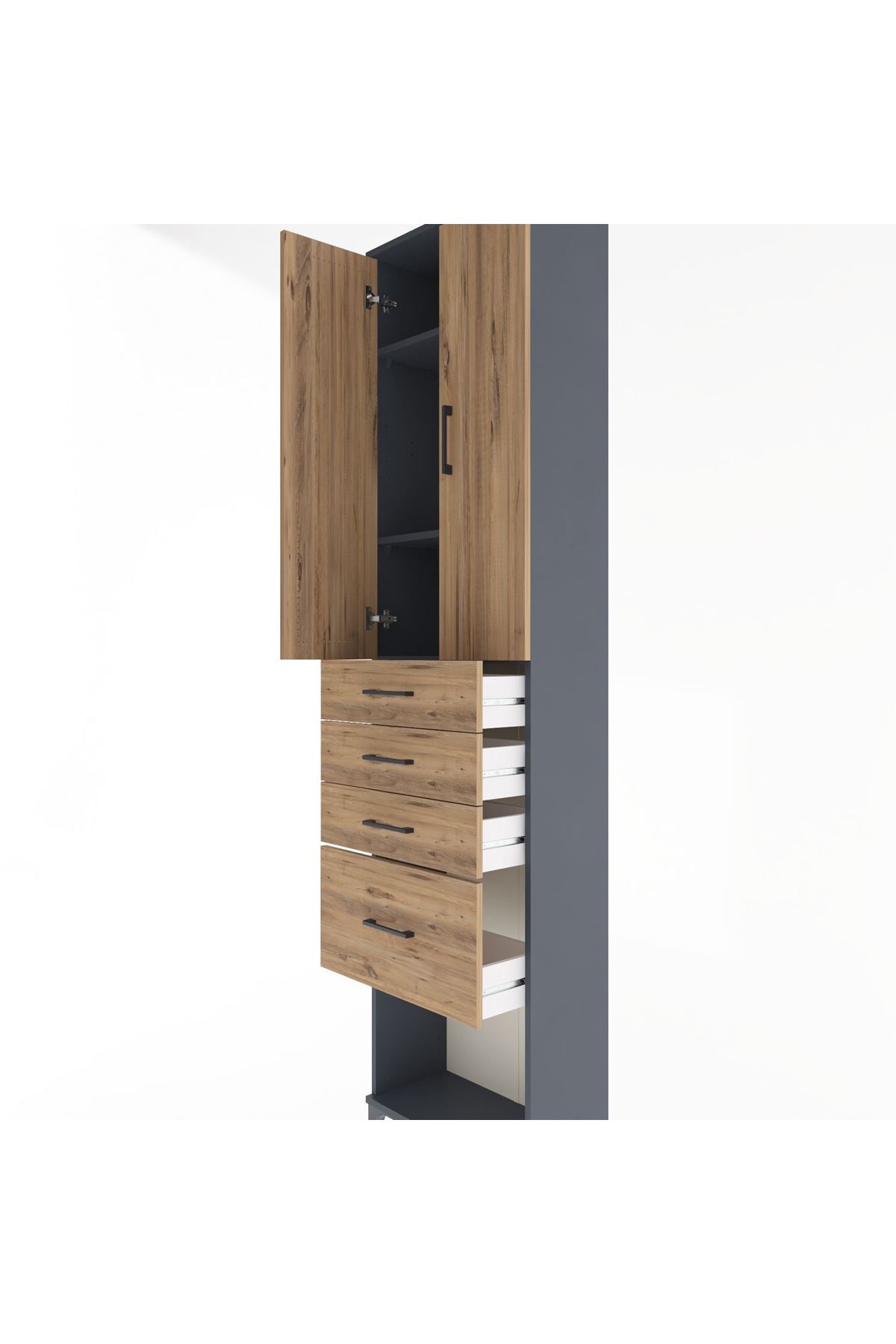 Arges Dolap 3 Raflı 4 Çekmeceli 2 Kapaklı 60x30x243 - S32M025V6A