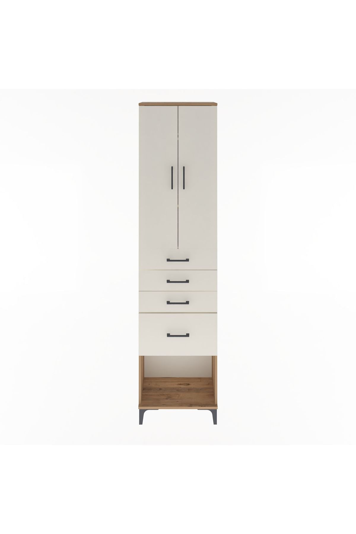 Arges Dolap 3 Raflı 4 Çekmeceli 2 Kapaklı 60x30x243 - S32M025V7A