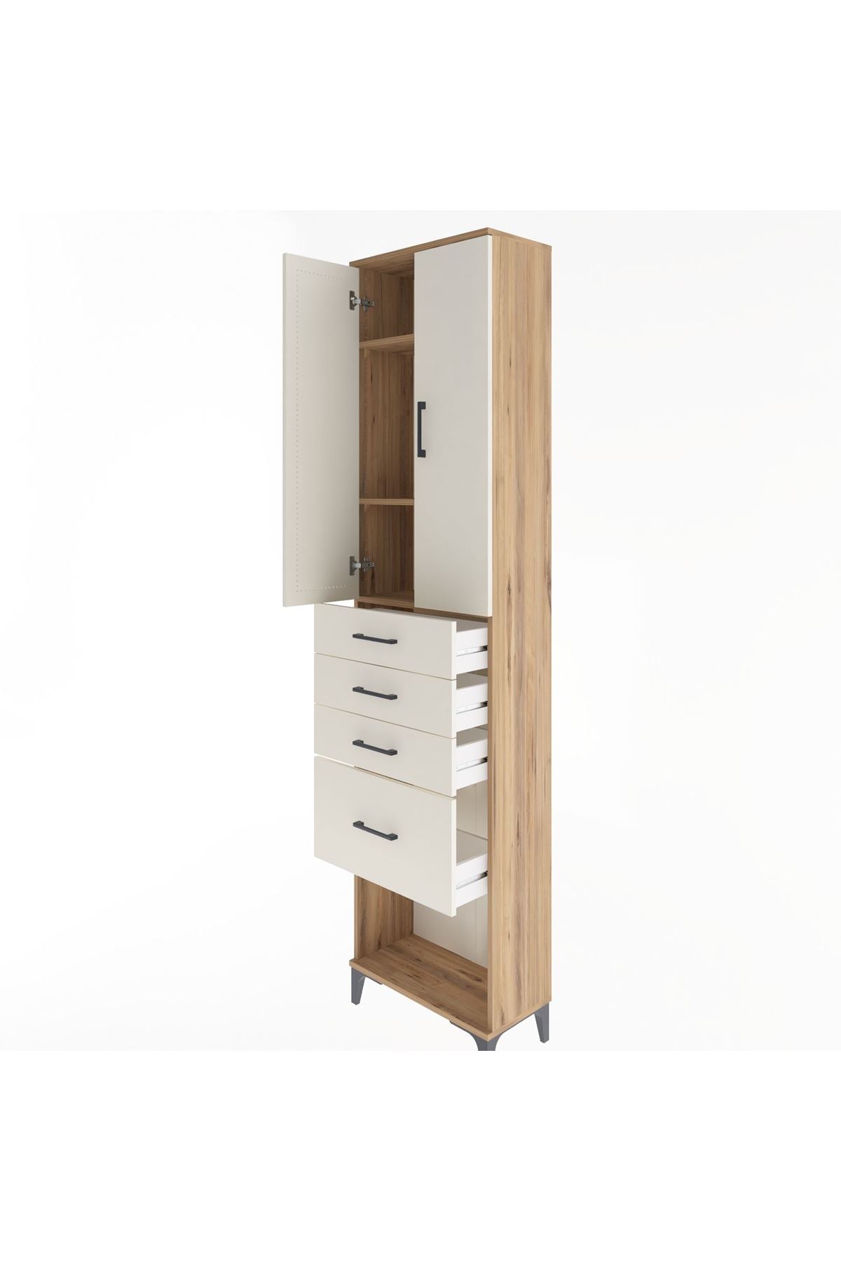Arges Dolap 3 Raflı 4 Çekmeceli 2 Kapaklı 60x30x243 - S32M025V7A
