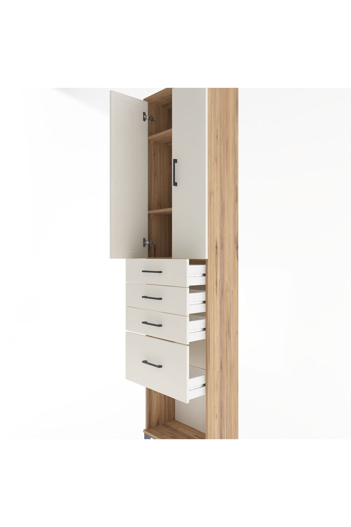 Arges Dolap 3 Raflı 4 Çekmeceli 2 Kapaklı 60x30x243 - S32M025V7A