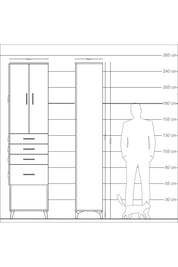 Arges Dolap 3 Raflı 4 Çekmeceli 2 Kapaklı 60x30x243 - S32M025V8A
