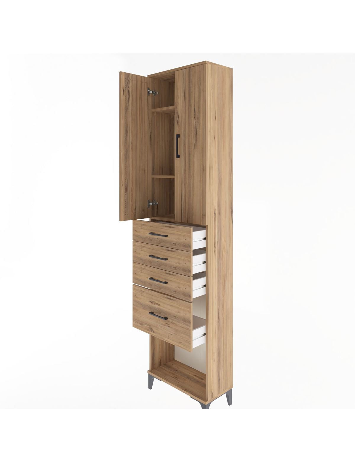 Arges Dolap 3 Raflı 4 Çekmeceli 2 Kapaklı 60x30x243 - S32M025V9A