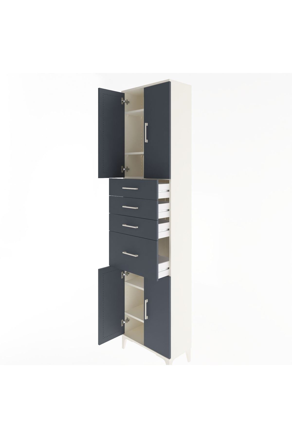 Arges Dolap 5 Raflı 4 Çekmeceli 4 Kapaklı 60x30x243 - S32M026V2A