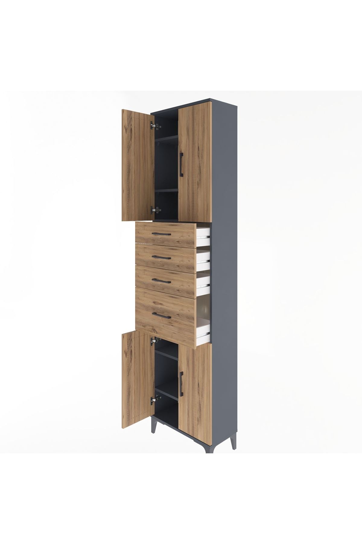Arges Dolap 5 Raflı 4 Çekmeceli 4 Kapaklı 60x30x243 - S32M026V6A