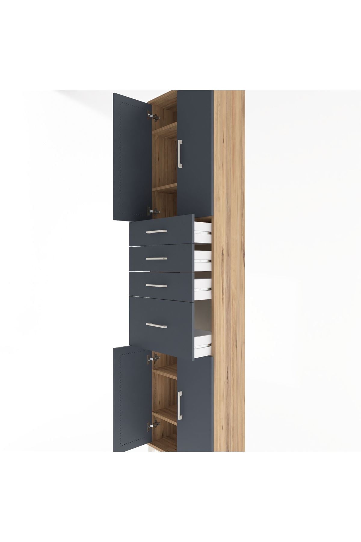 Arges Dolap 5 Raflı 4 Çekmeceli 4 Kapaklı 60x30x243 - S32M026V8A