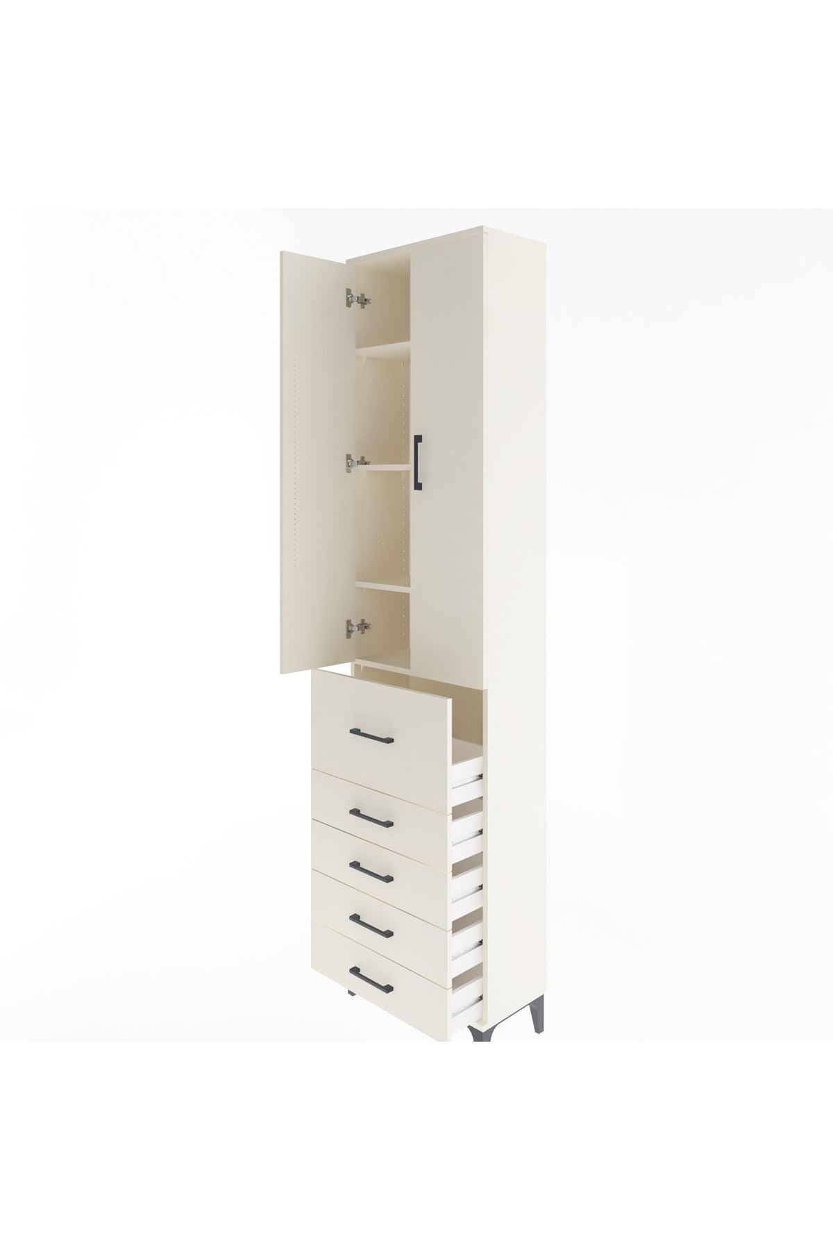 Arges Dolap 4 Raflı 5 Çekmeceli 2 Kapaklı 60x30x243 - S32M027V1A