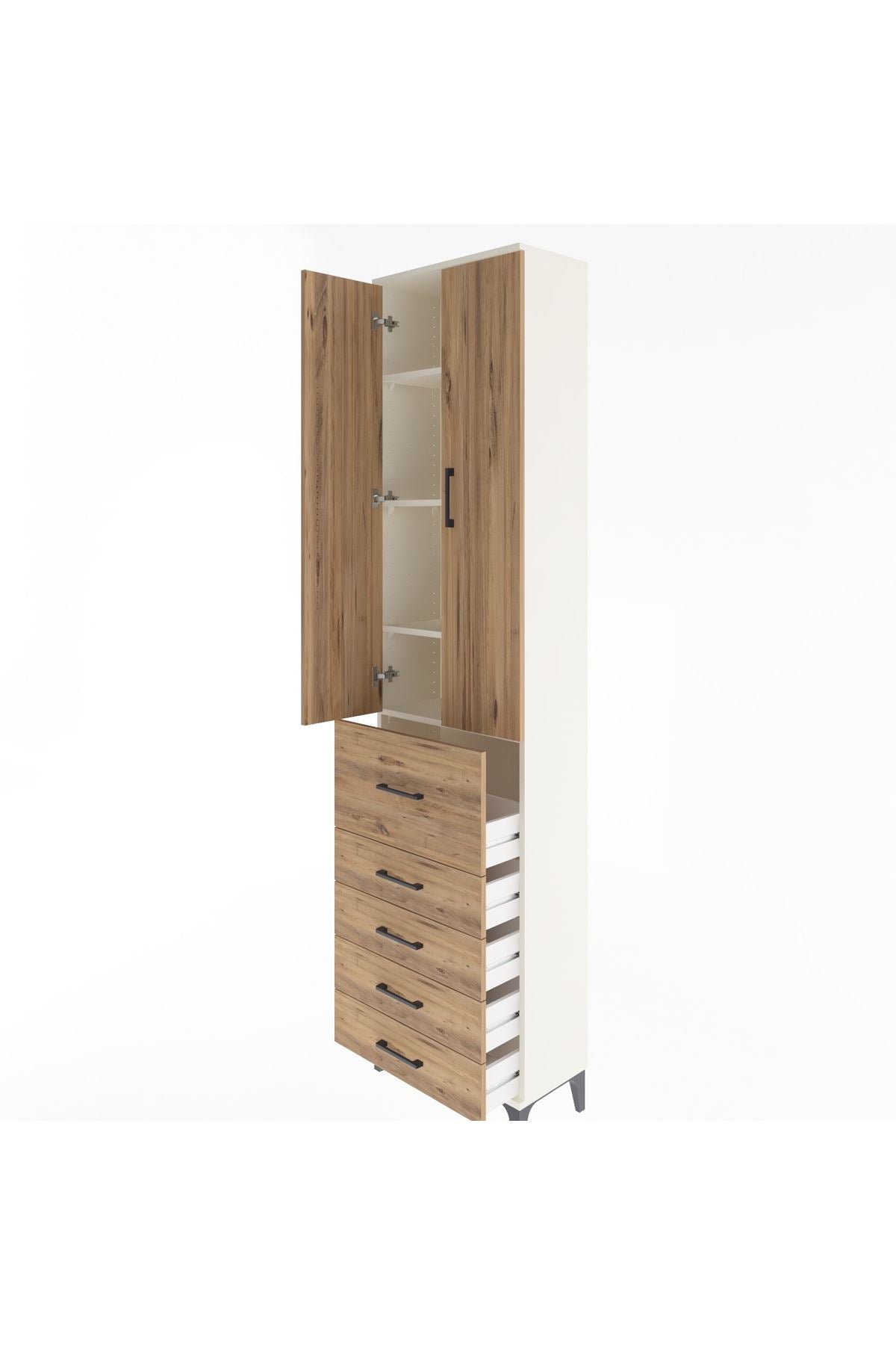 Arges Dolap 4 Raflı 5 Çekmeceli 2 Kapaklı 60x30x243 - S32M027V3A