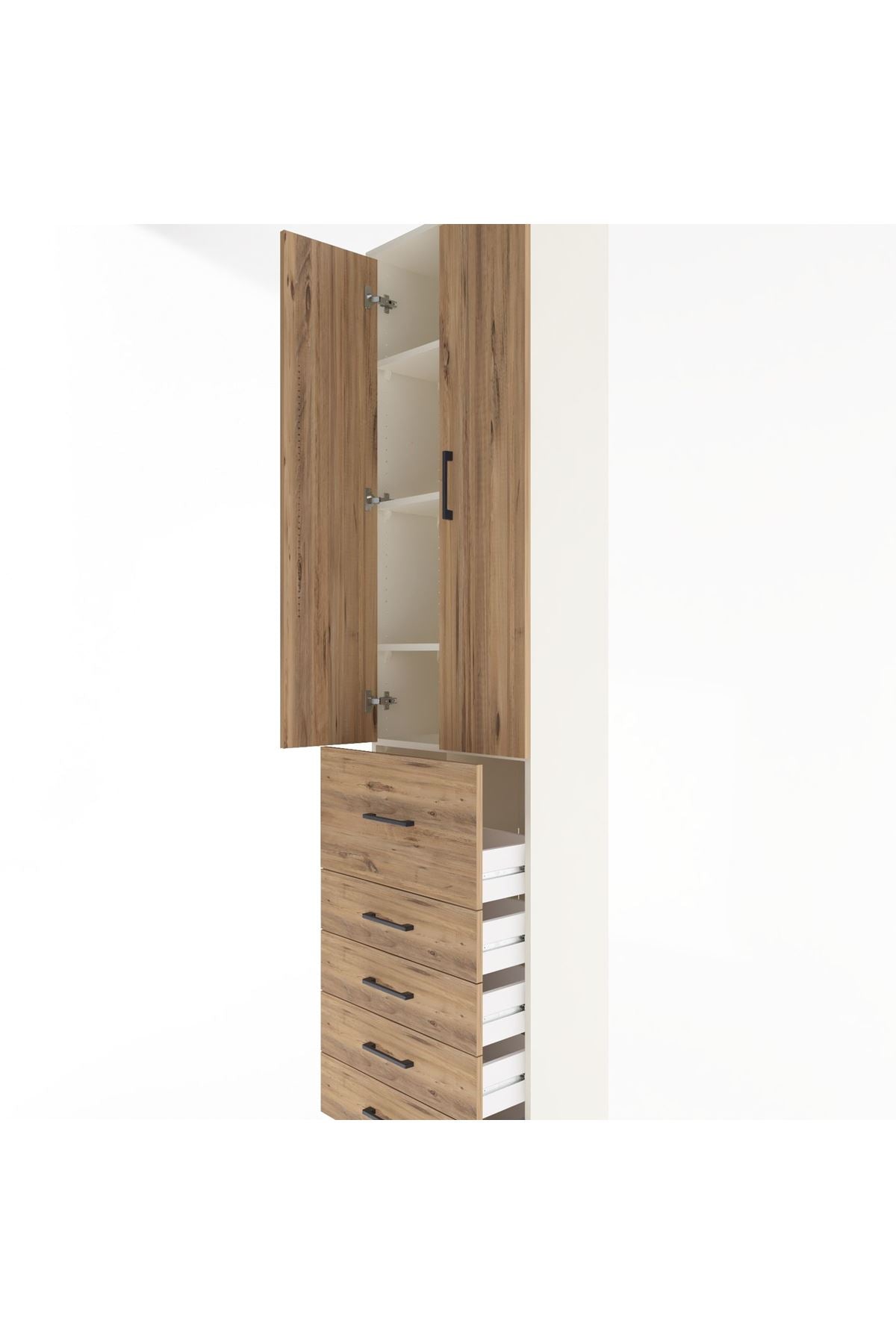 Arges Dolap 4 Raflı 5 Çekmeceli 2 Kapaklı 60x30x243 - S32M027V3A