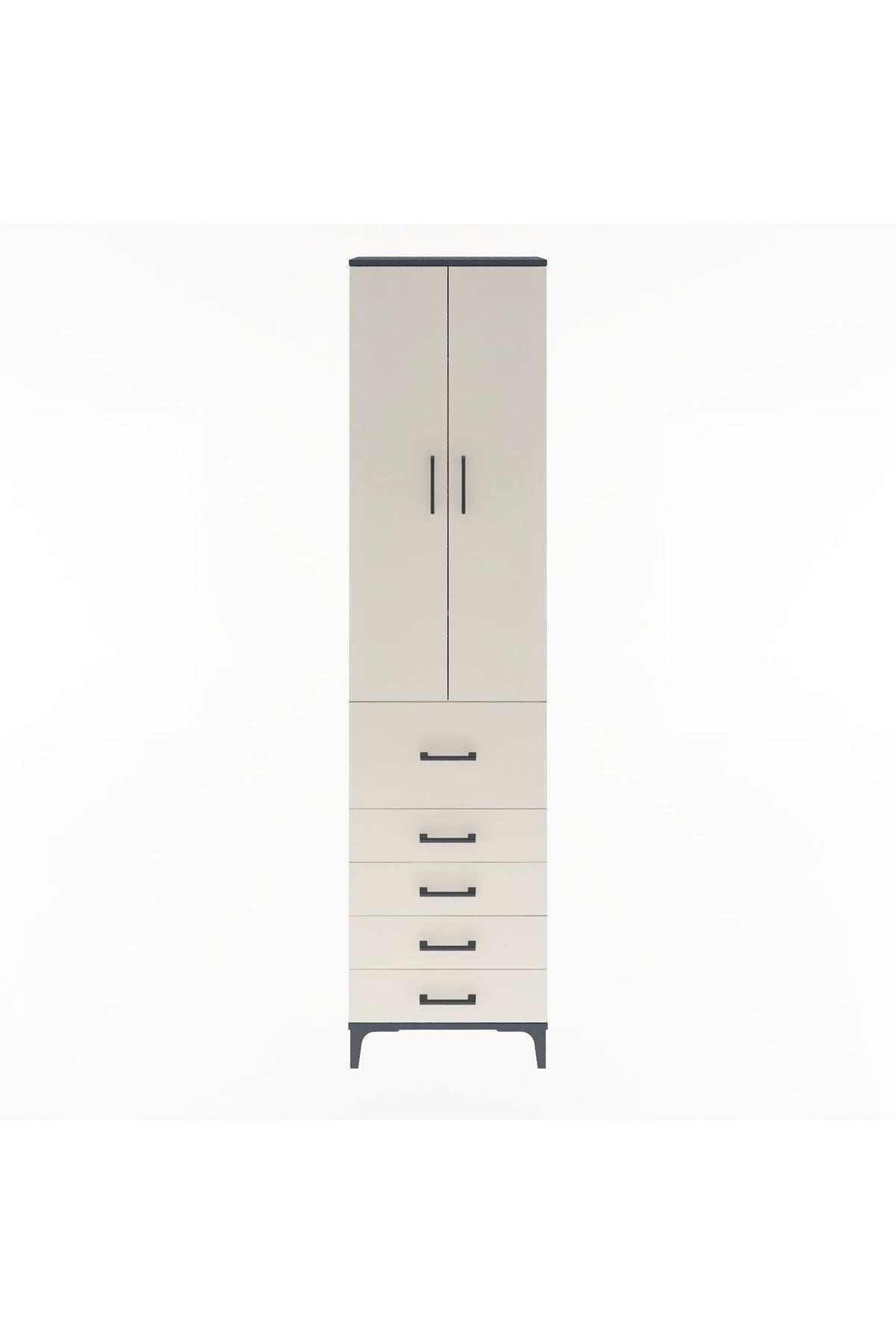 Arges Dolap 4 Raflı 5 Çekmeceli 2 Kapaklı 60x30x243 - S32M027V4A