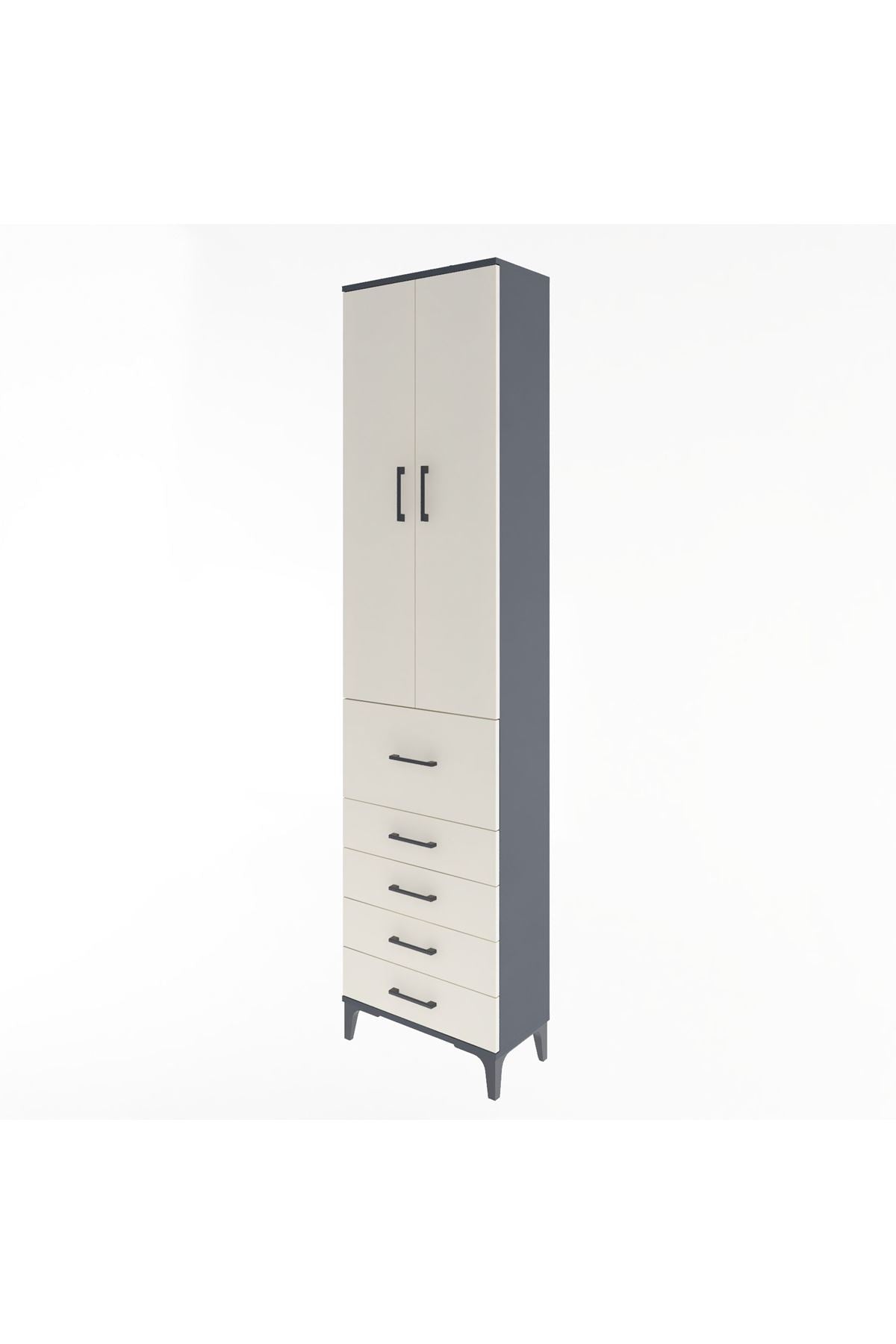 Arges Dolap 4 Raflı 5 Çekmeceli 2 Kapaklı 60x30x243 - S32M027V4A
