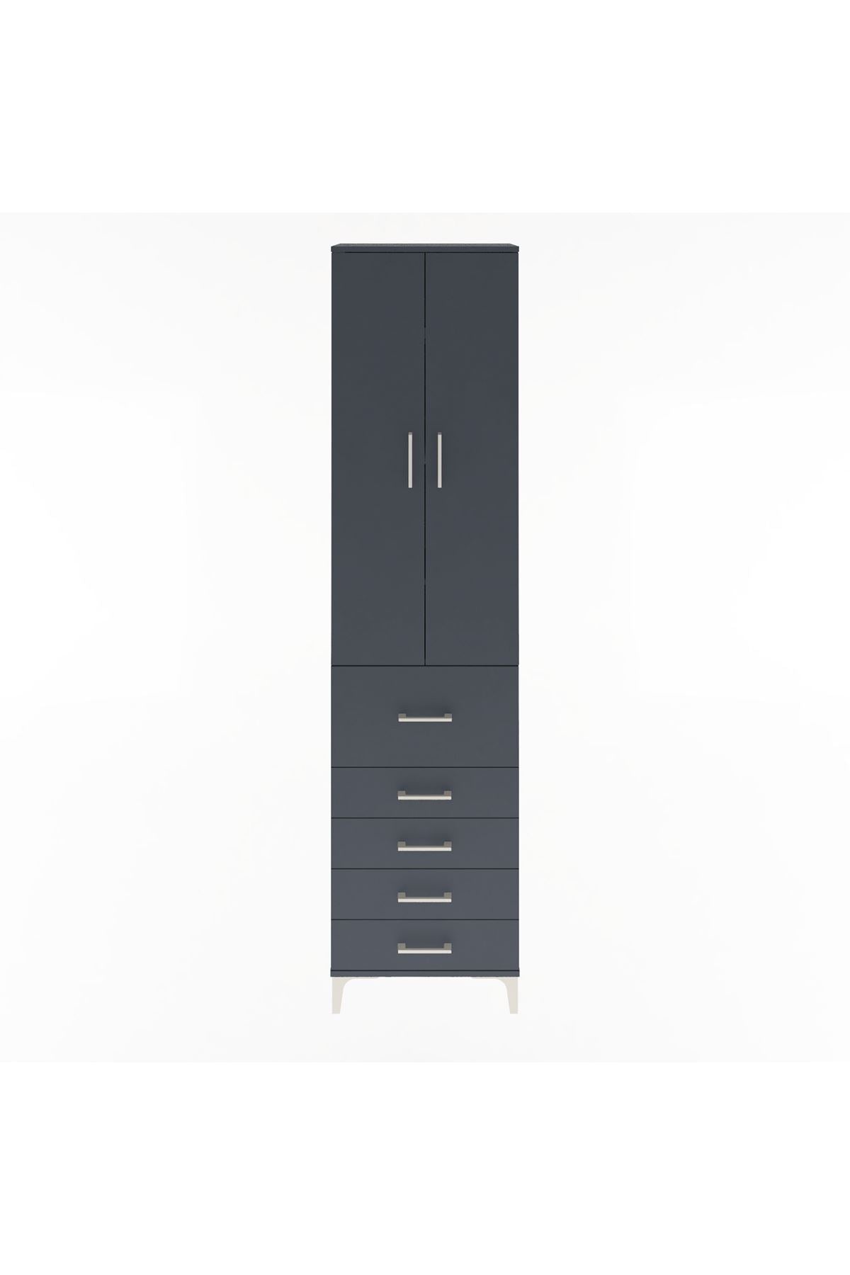 Arges Dolap 4 Raflı 5 Çekmeceli 2 Kapaklı 60x30x243 - S32M027V5A