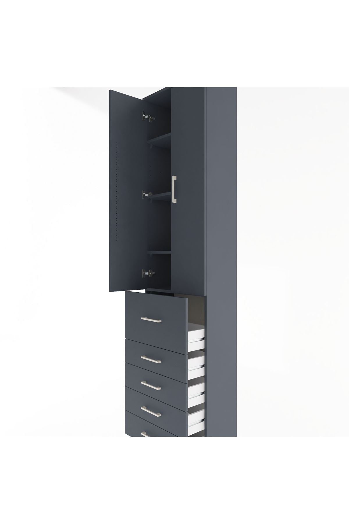 Arges Dolap 4 Raflı 5 Çekmeceli 2 Kapaklı 60x30x243 - S32M027V5A