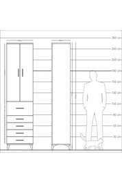 Arges Dolap 4 Raflı 5 Çekmeceli 2 Kapaklı 60x30x243 - S32M027V6A