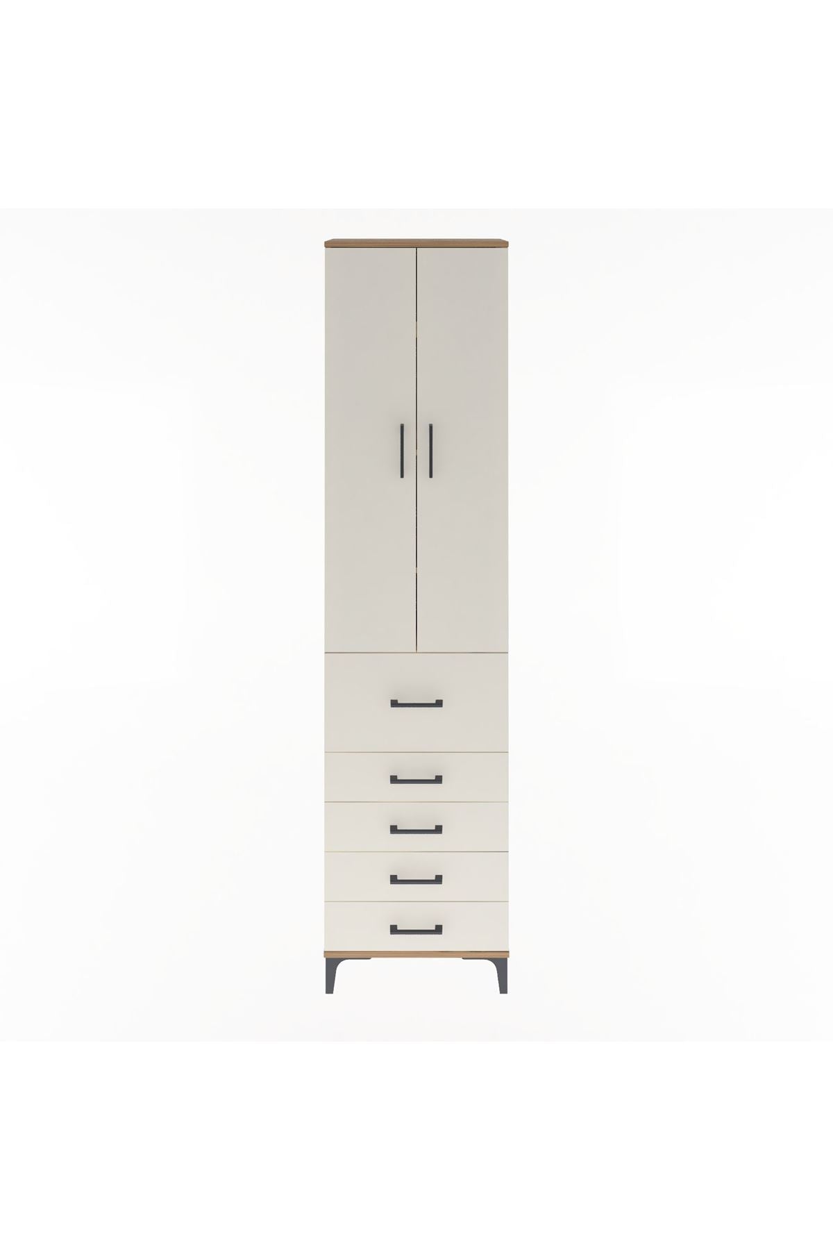 Arges Dolap 4 Raflı 5 Çekmeceli 2 Kapaklı 60x30x243 - S32M027V7A